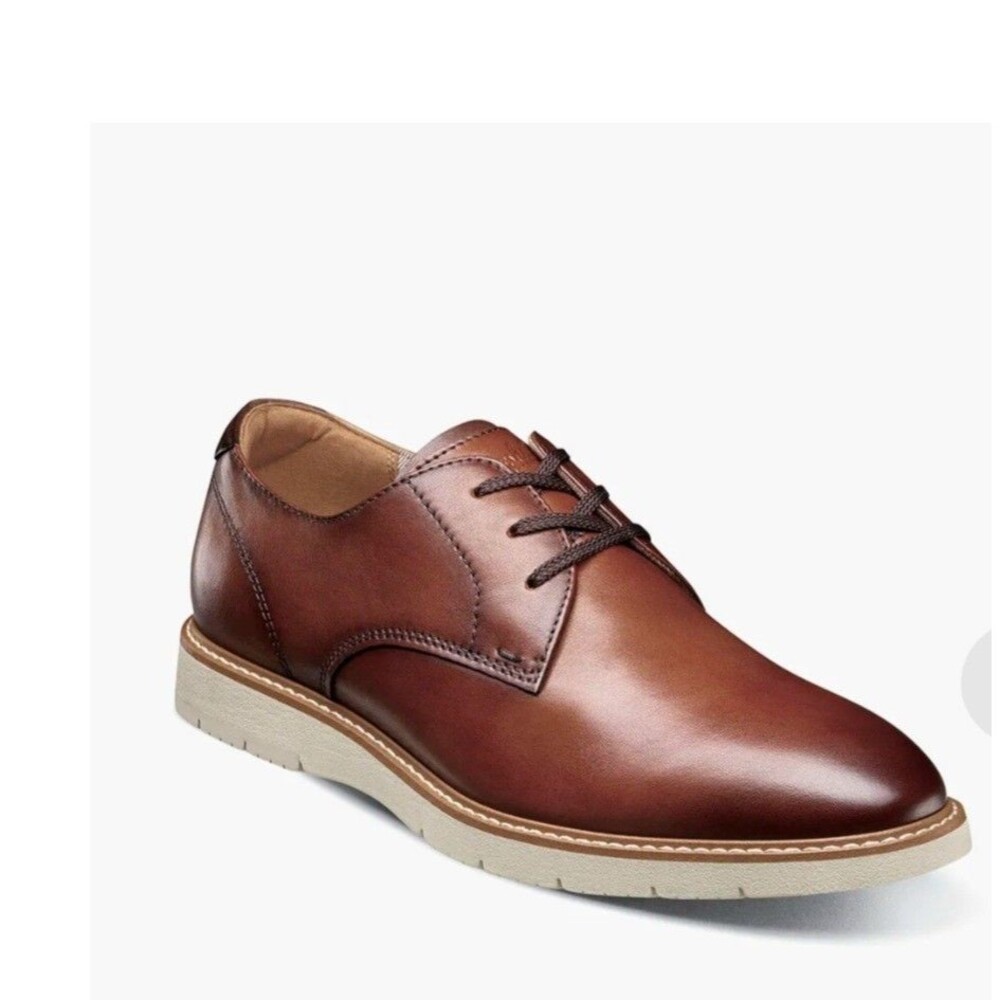 Men's Florsheim Norwalk Plain Toe Oxford Cognac Brown Size 10